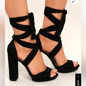 Lulu’s Black Strappy Women's Heels